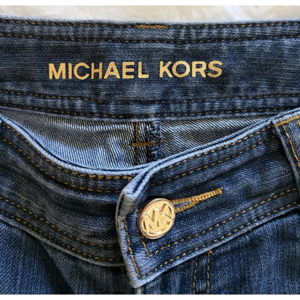 Michael Kors Women’s Straight Leg Raw Hem Jeans Gold Zippers Size 6 - Picture 4 of 8